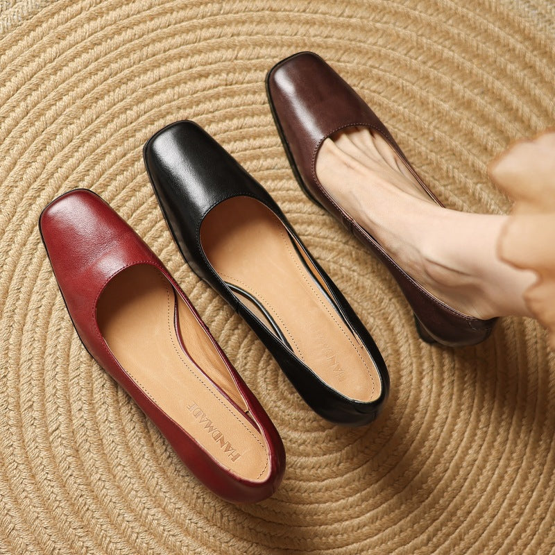 Leren pumps Theo Square-toe