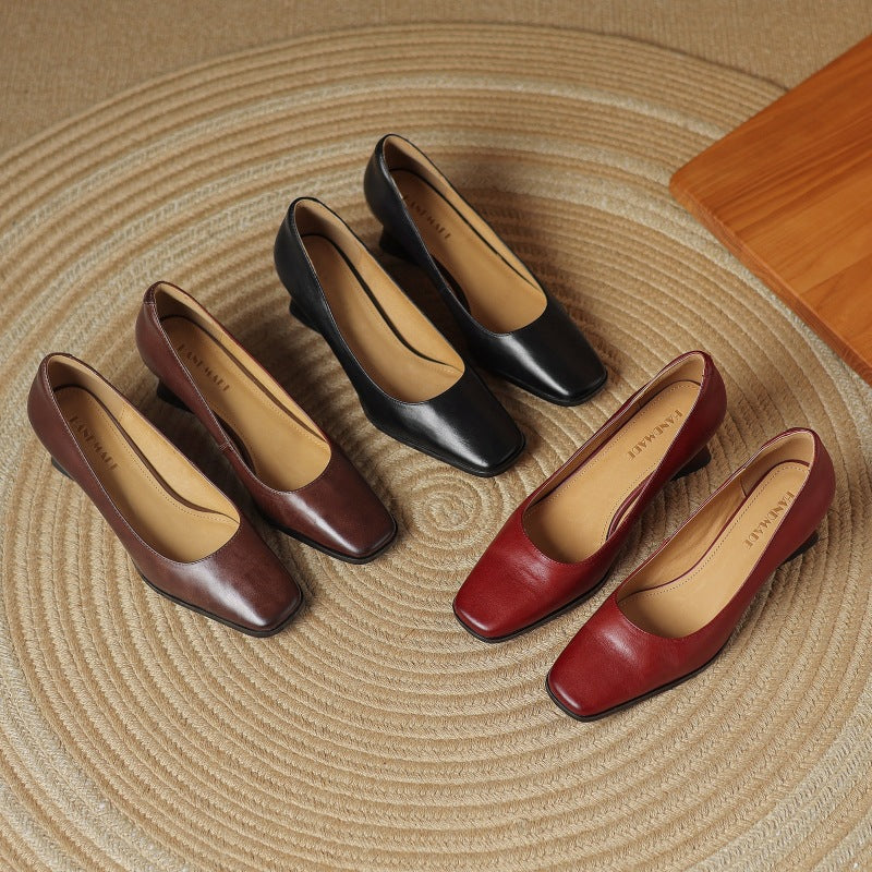Leren pumps Theo Square-toe