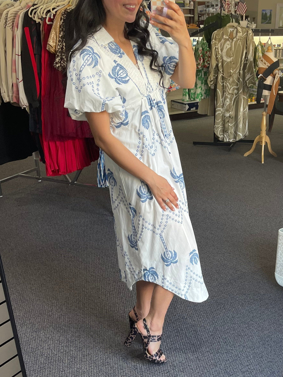 Midi-jurk met print Palm Tree