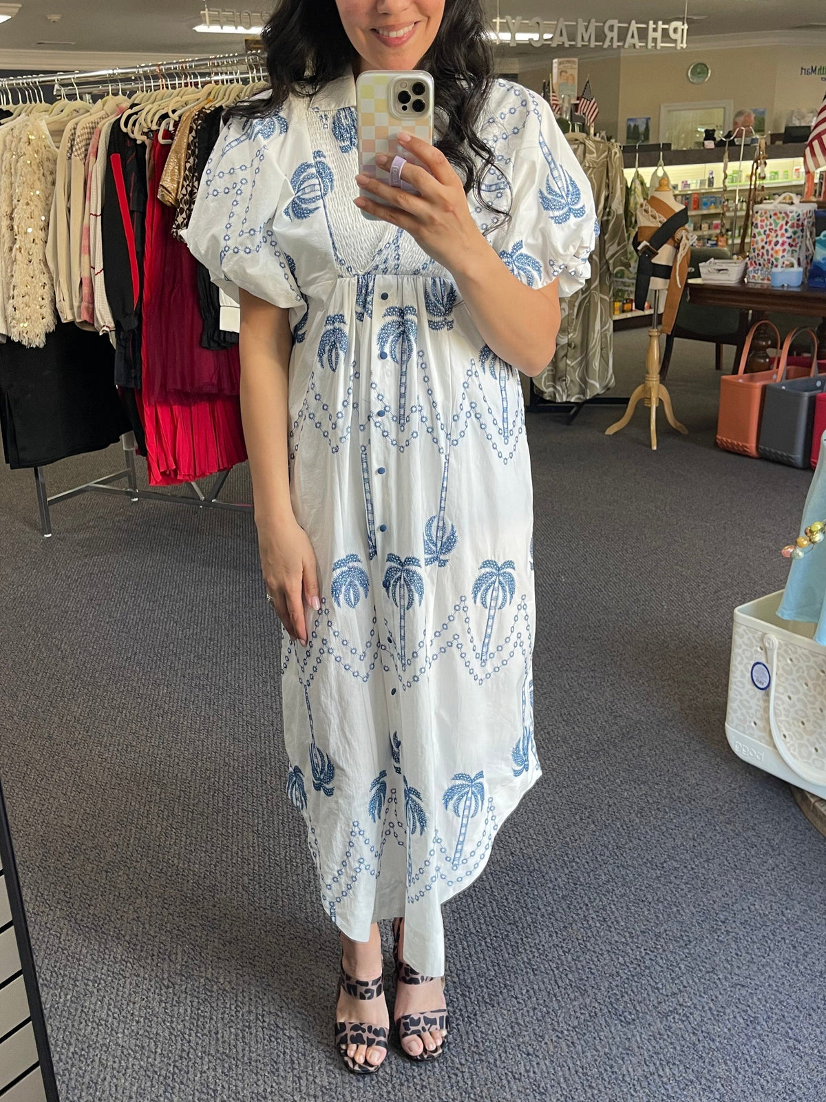 Midi-jurk met print Palm Tree