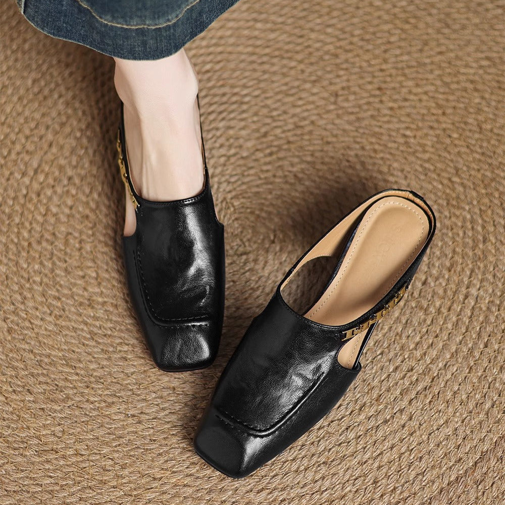 Leren mules Hattie