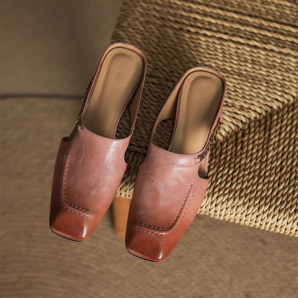 Leren mules Hattie