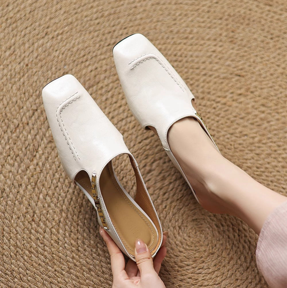Leren mules Hattie