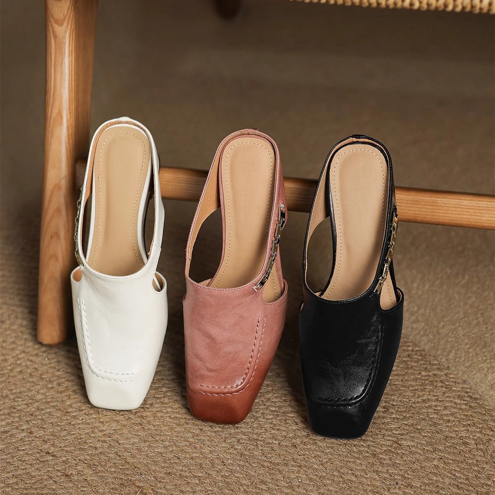 Leren mules Hattie