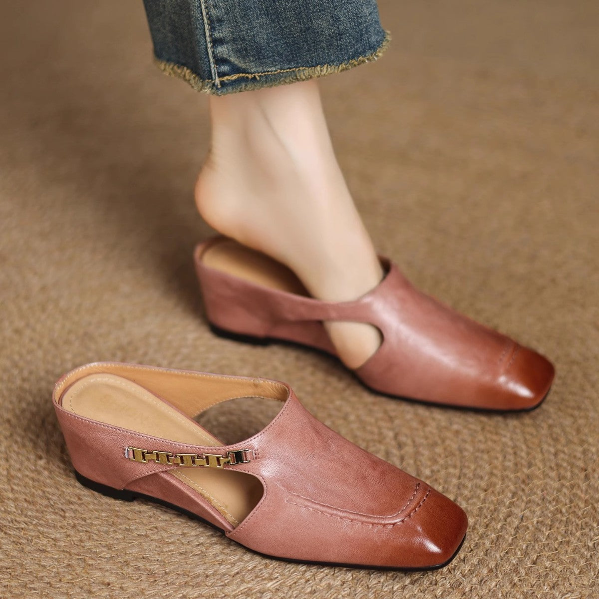 Leren mules Hattie