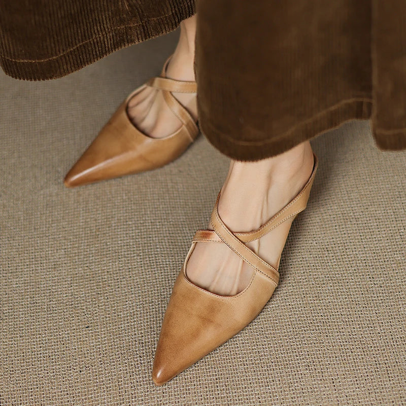 Leren mules Goldie