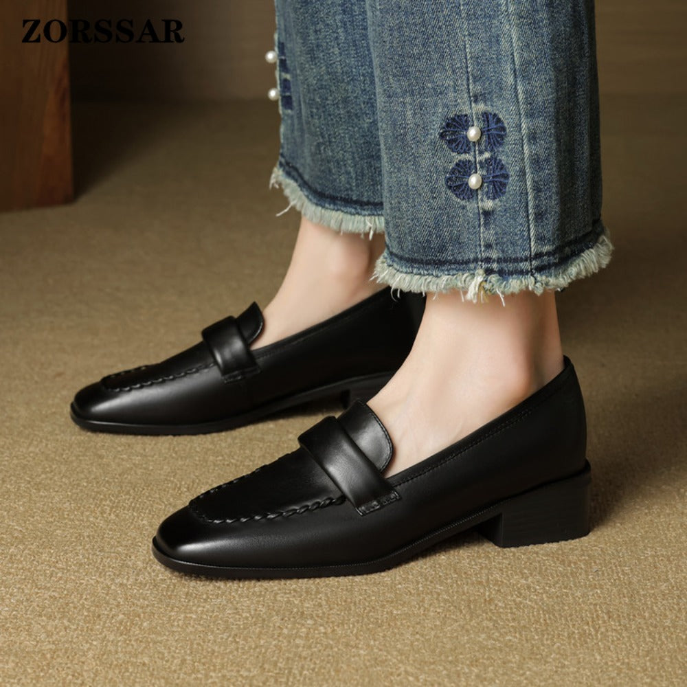Leren loafers Elsie Square-toe