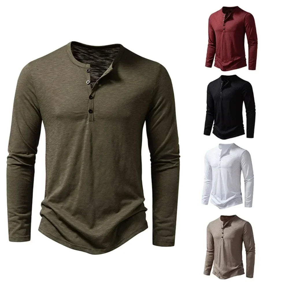 Katoenen henley-shirt Hayden