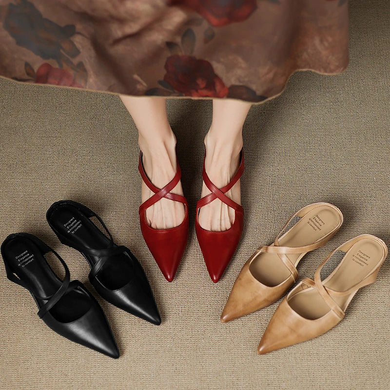 Leren mules Goldie
