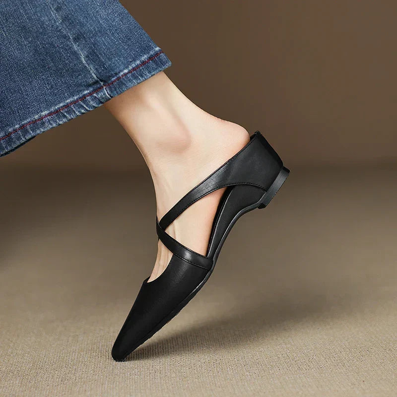 Leren mules Goldie