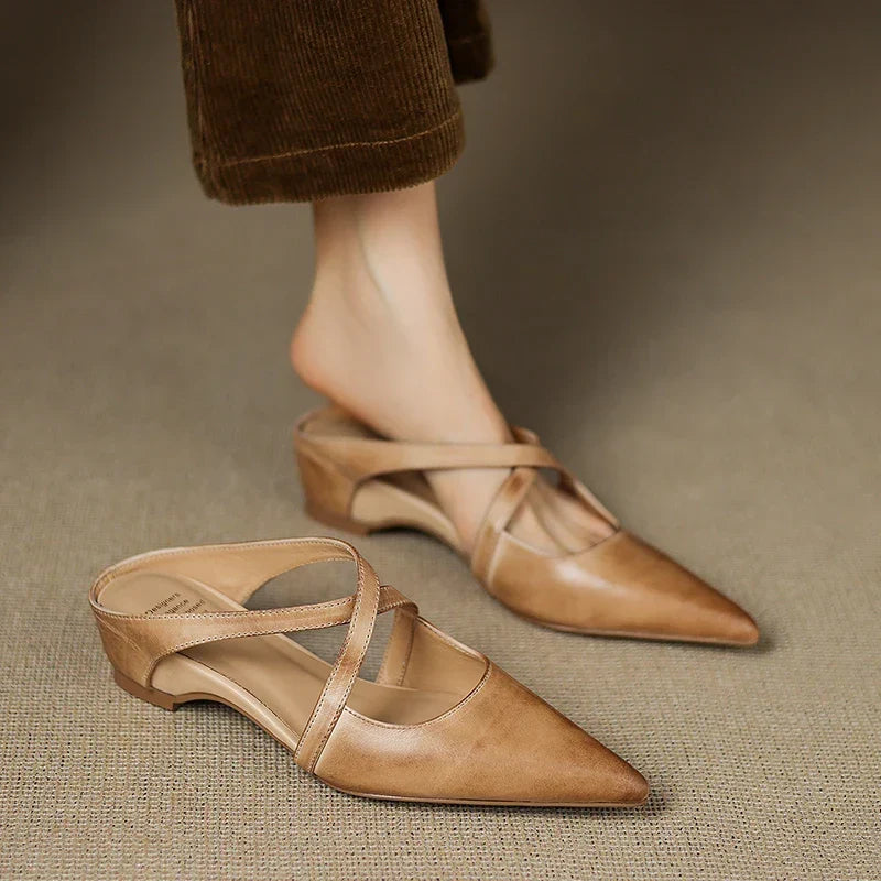 Leren mules Goldie