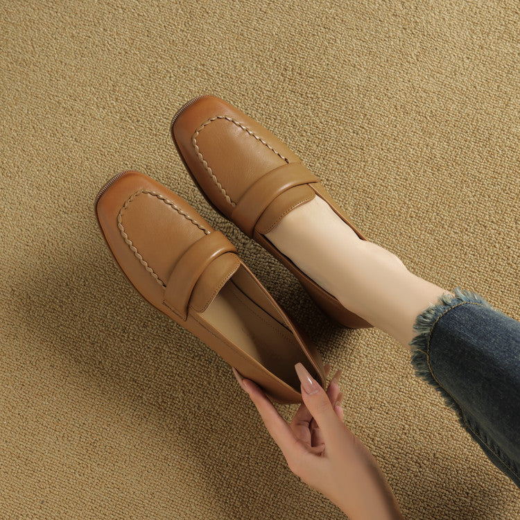 Leren loafers Elsie Square-toe