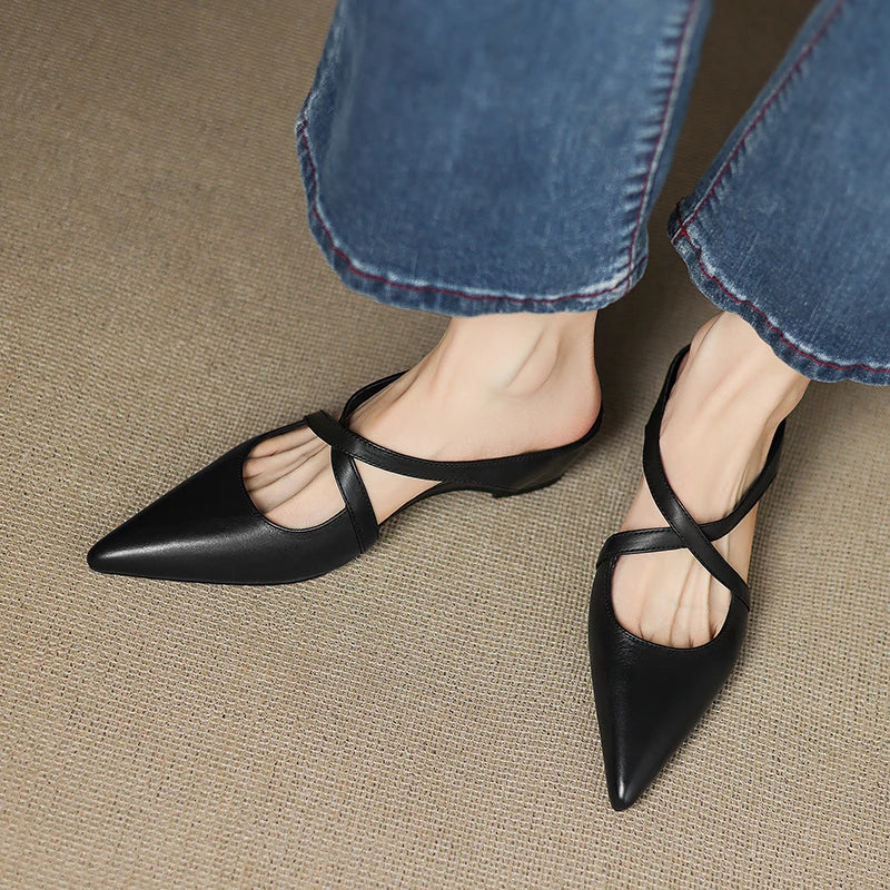 Leren mules Goldie