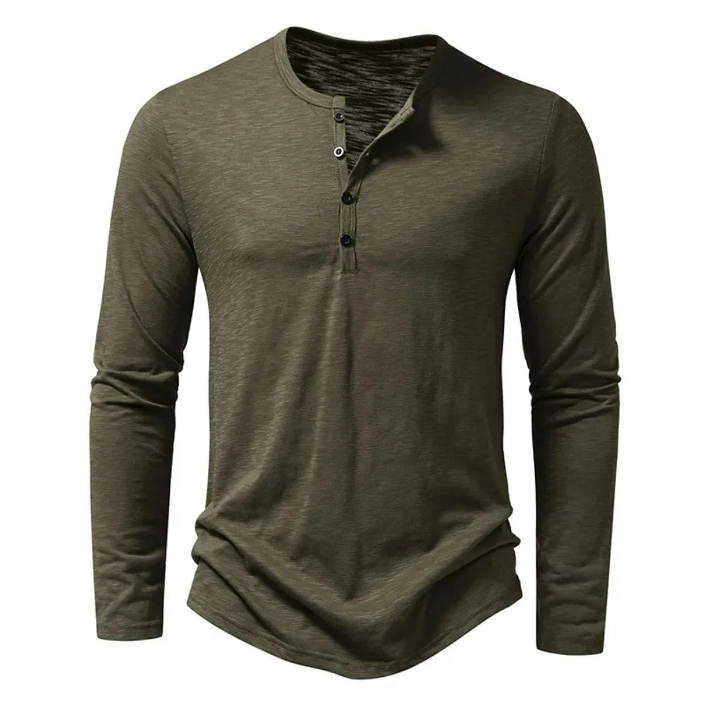 Katoenen henley-shirt Hayden