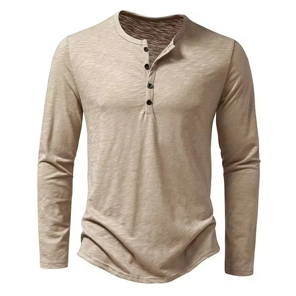 Katoenen henley-shirt Hayden