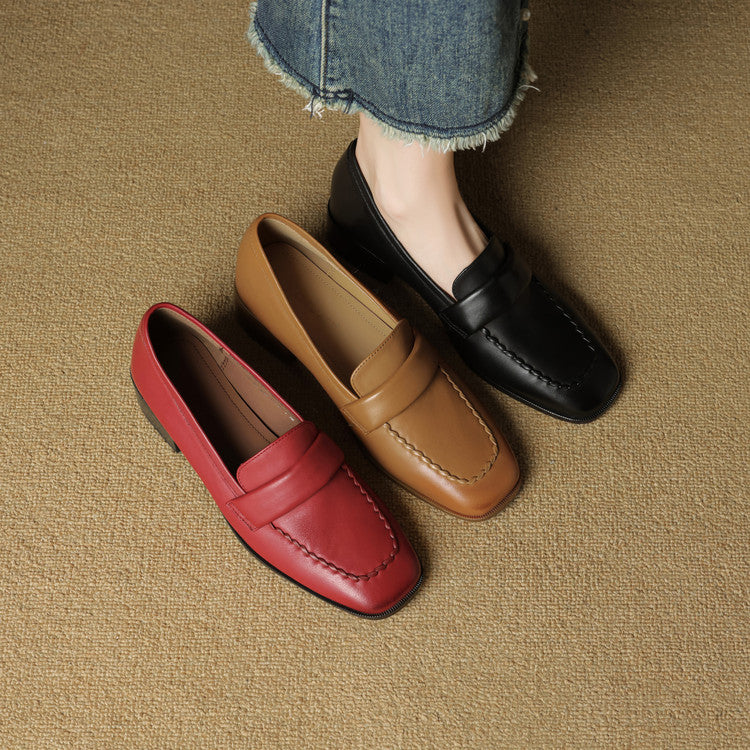 Leren loafers Elsie Square-toe