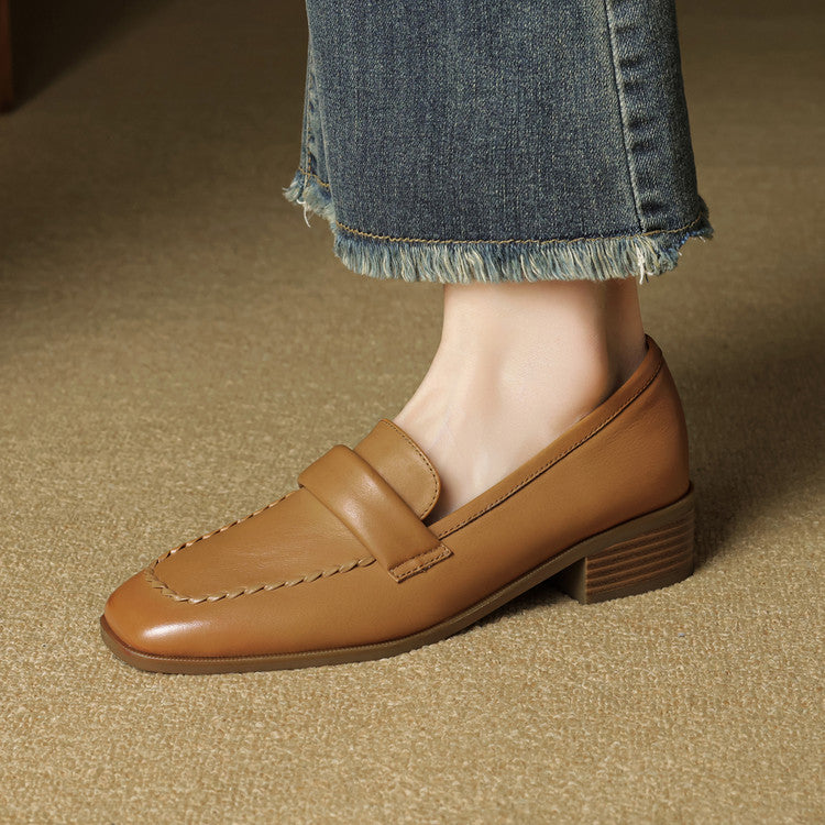 Leren loafers Elsie Square-toe