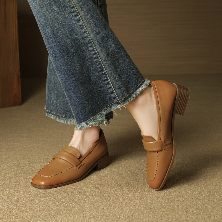 Leren loafers Elsie Square-toe