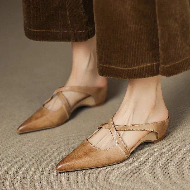Leren mules Goldie
