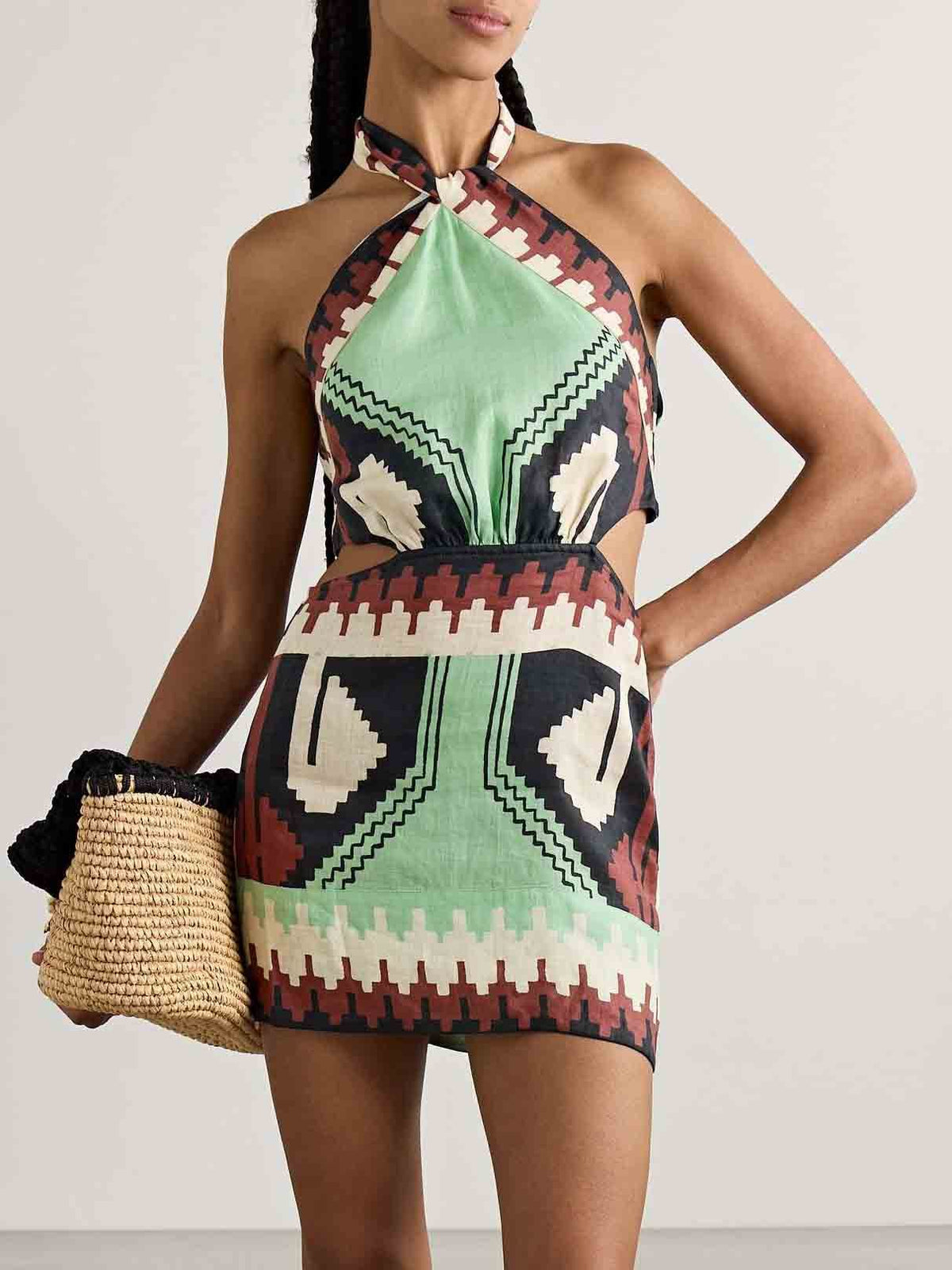 Korte jurk met print en open rug Unique