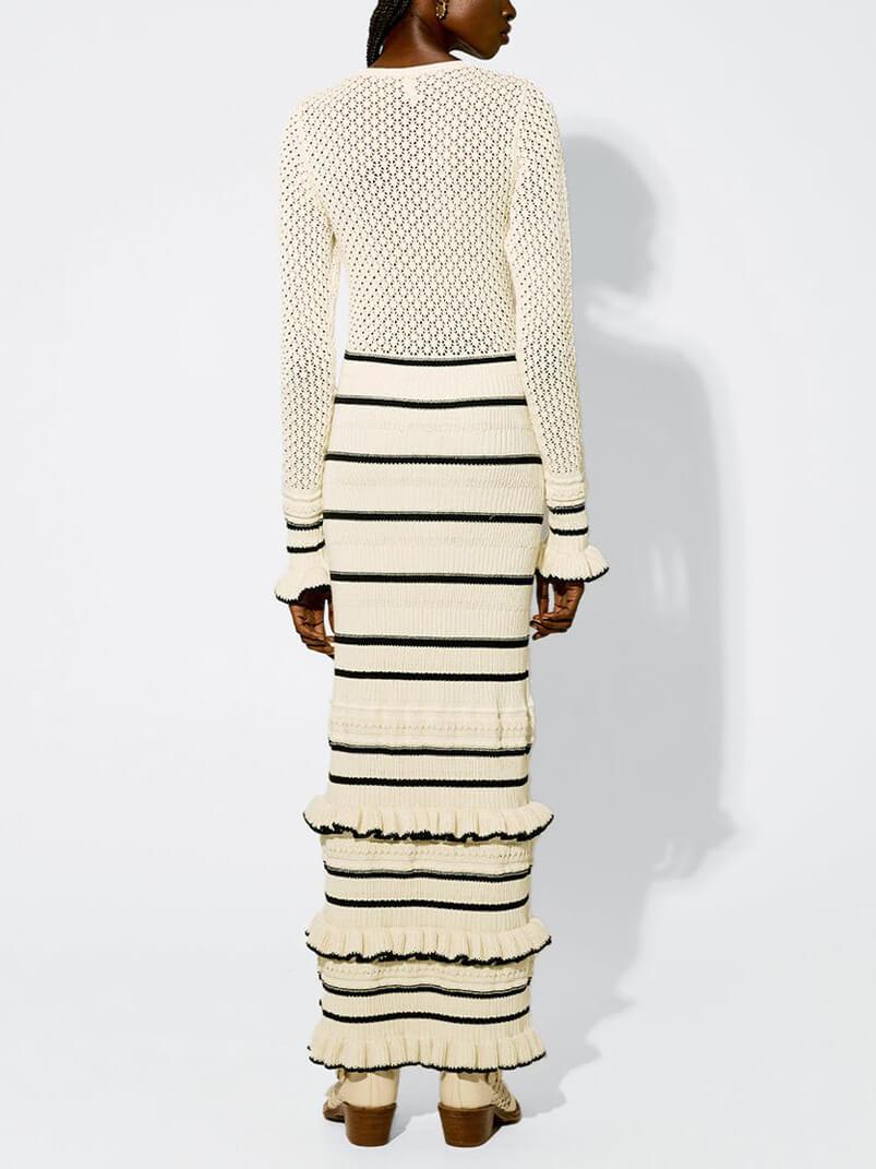 Gebreide maxi-jurk met lange mouwen