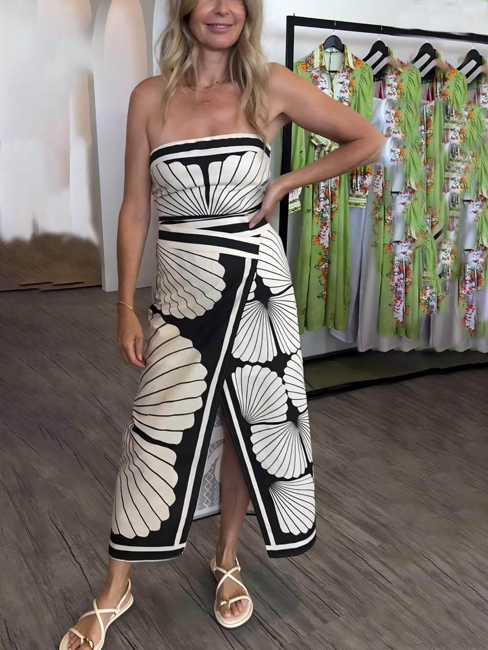 Midi-jurk met bloemenprint Unique Beautiful