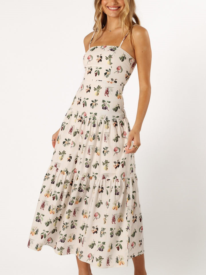 Midi-jurk met bloemenprint Fruit