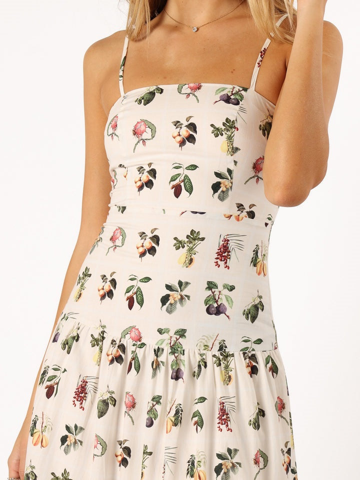 Midi-jurk met bloemenprint Fruit