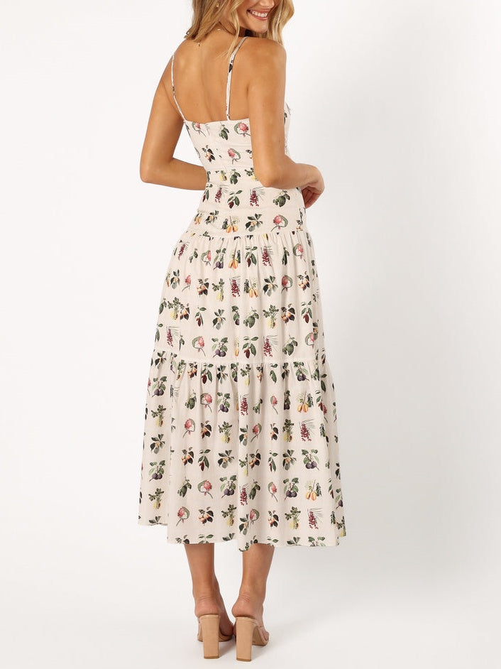 Midi-jurk met bloemenprint Fruit